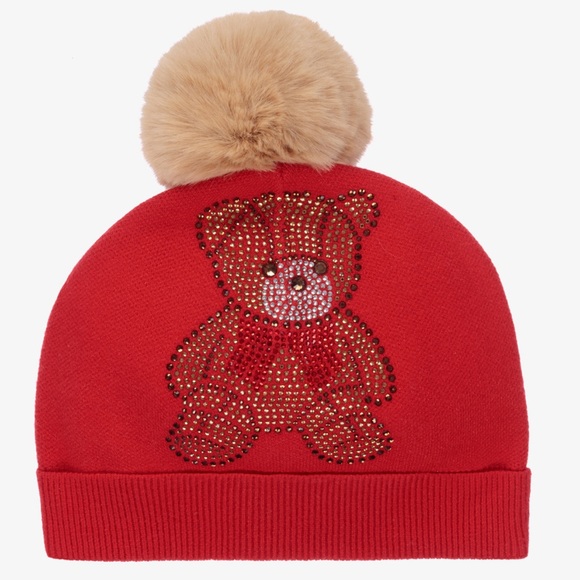 A Dee Red Teddy Pom-Pom Hat - Picture 3 of 5